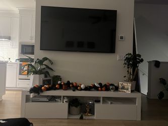 Large white tv console with storage