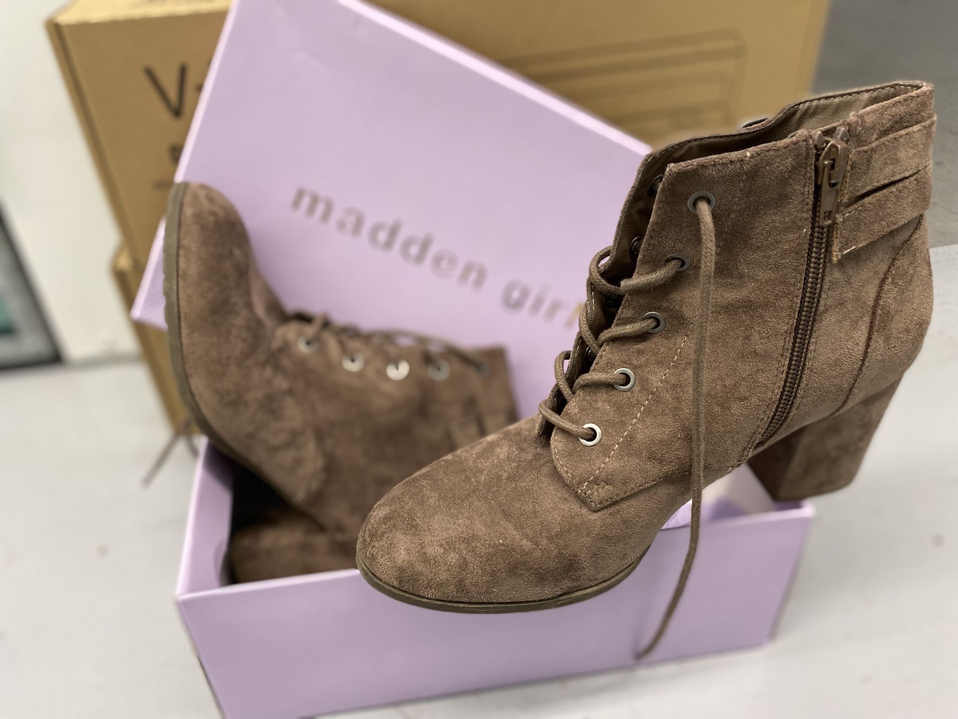 MADDEN GIRL Suede Booties, Size 7.5, Like New.