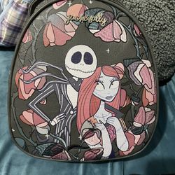   Disney The Nightmare Before Christmas Jack Skellington & Sally Floral Mini Backpack 