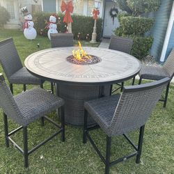 Agio Anderson 7-piece Fire Outdoor Dining Set