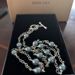 Heidi Daus “So” Phisticated Swag Chain Turquoise Beaded Necklace With Crystal Toggle 