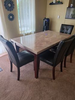 Marble Top Dining Table with 4 Chairs