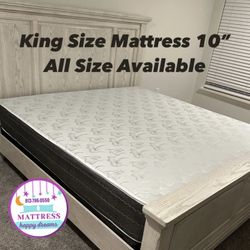 King Size Mattress 10” Inches Thick New From Factory Also Available in: Twin, Full, Queen, Same Day Delivery