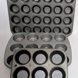 Pans Muffins Cupcakes Set Of 3 Nonstick Gray Pans