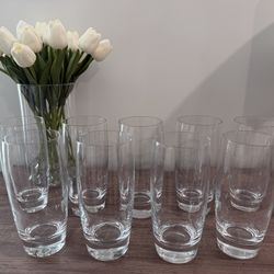 Elegant Clear 20oz Glass Tumbler Set of 9