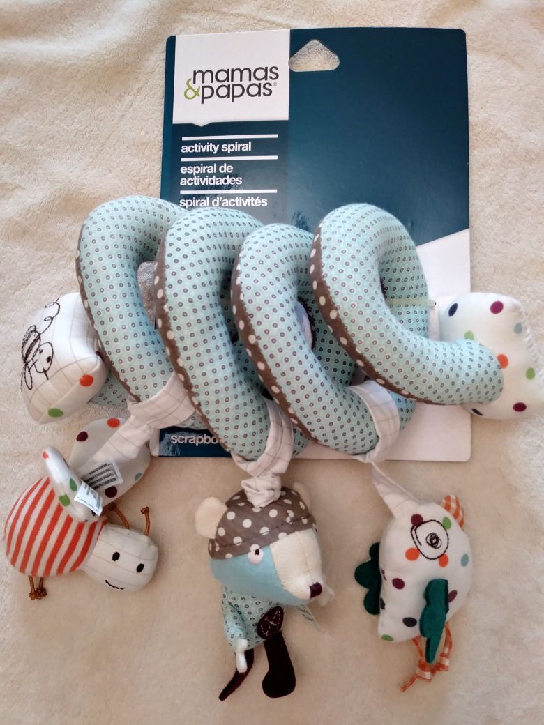 Mamas and Papas Activity Spiral for Baby. Rattle Baby. Soft Baby Toy. Car Seat Toy. Stroller Toy.