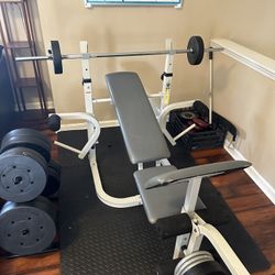 🏋️‍♂️ Home Gym Bench Press + Dumbbells + Weights – $200 – Pick Up Only 💪