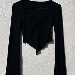 SHEIN Long Sleeve V Shape Crop Top Xanax