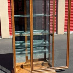 Oak Curio Cabinet - Sliding Door