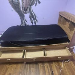 Twin Size Storage Bed With Headboard 