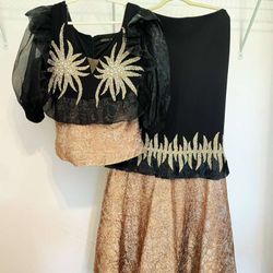 Black And Gold Maxi Two Pieces Dress Size XL