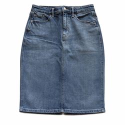 Old Navy blue denim midi skirt with slit, Size: 4