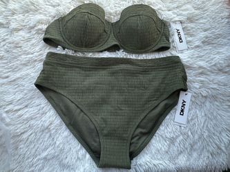 DKNY Women’s Olive Green Textured Bikini Set Size XL