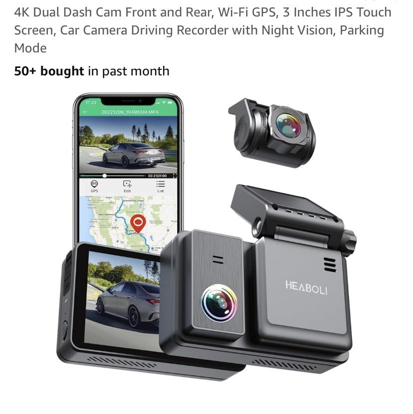 OBO- 4k Dual Dash Cam Front & Rear WiFi GPS Camera