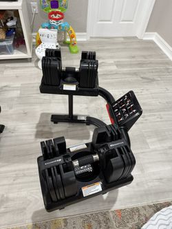 Bowflex 5-60lbs, Rack With Media Center, And Bench