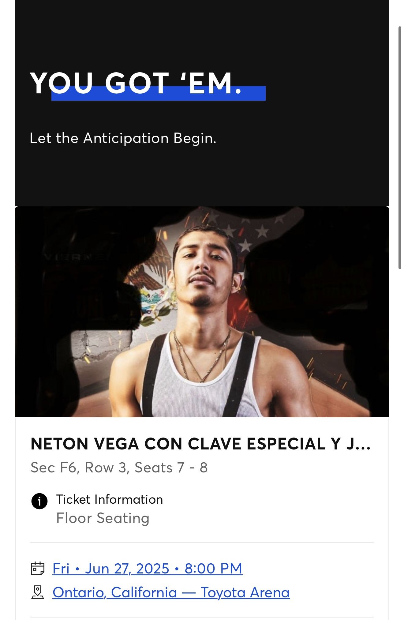 neton vega tickets