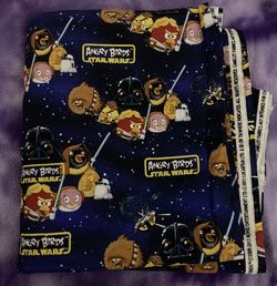 rare STAR WARS ANGRY BIRDS 100% cotton fabric- NEW 3 2/3 yd +