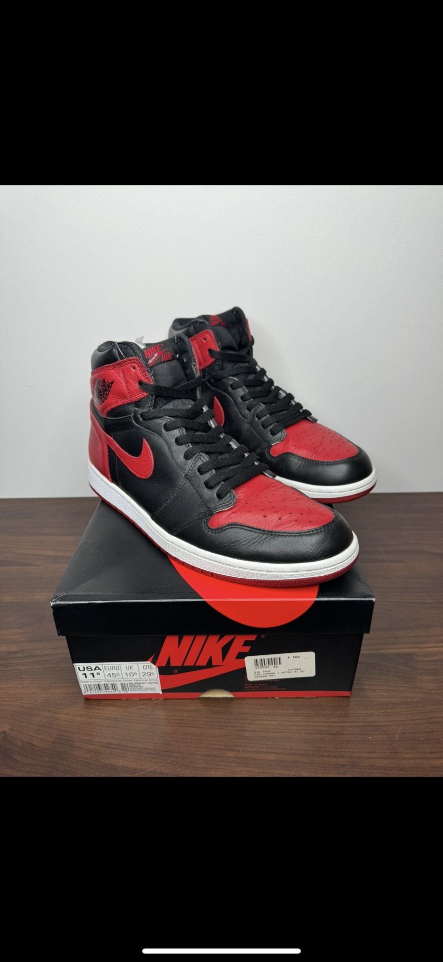 Jordan 1 High Banned Bred 2016 Size 11.5 $295