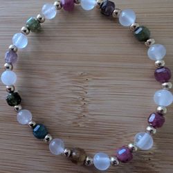 6mm Tourmaline & Clear Quartz Bracelet