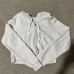 Hollister Light Gray Zip Up Hoodie, Size XS