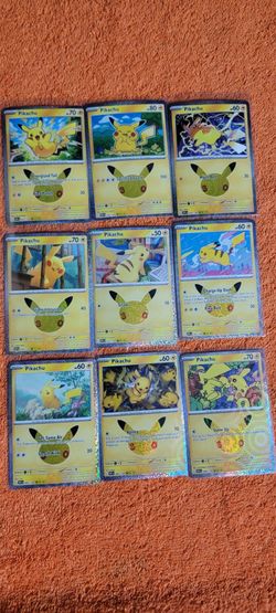 Pikachu Pokémon TCG Card Lot of 9