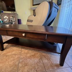 Solid wood coffee table with drawers