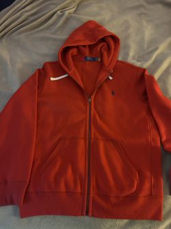 red polo zip up