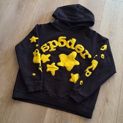 Onyx/Yellow beluga Sp5der Hoodie Size L New 