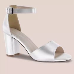 David’s Bridal Dyeable Ankle Strap Block Heel Sandals