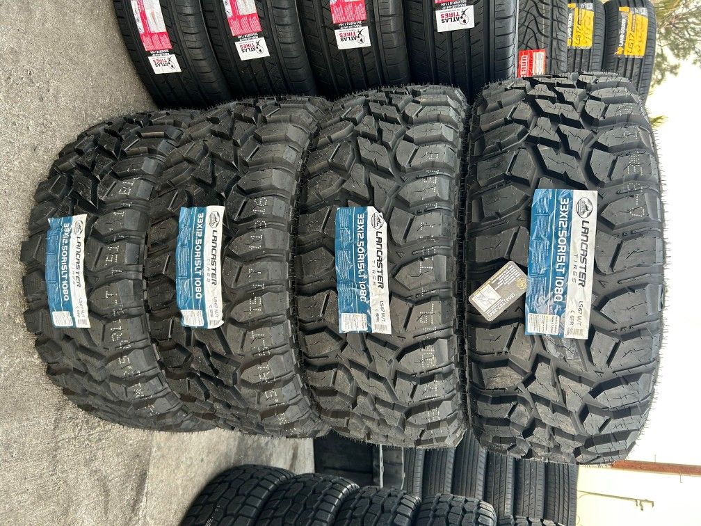 33x12.50R15 Lancaster Mud Terrain - New Tires Installed And Balanced Llantas Nuevas Instaladas Y Balanceadas