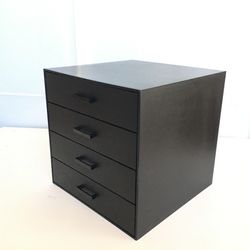 4 Drawer Cube Storage Black 13-1/2” Square