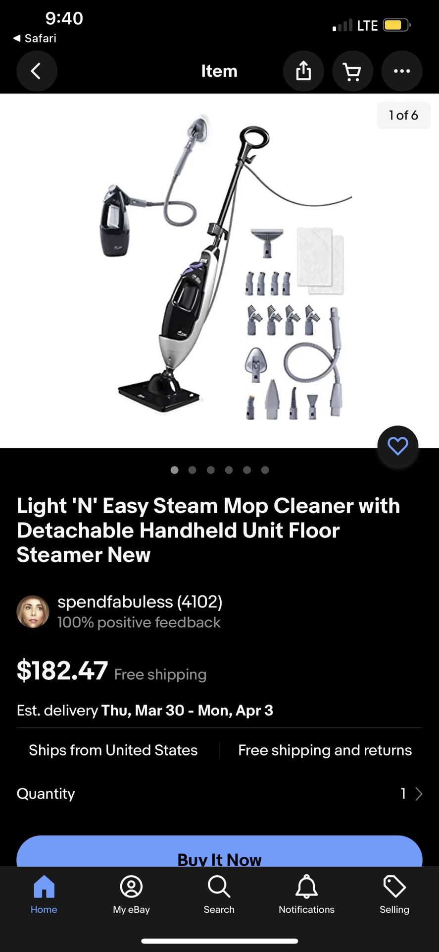 Light 'N' Easy Steam Mop Cleaner with Detachable Handheld Unit Floor Steamer New