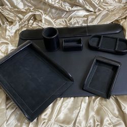 JCF 6 Piece Genuine Leather 17x22β Desk Set Black Color