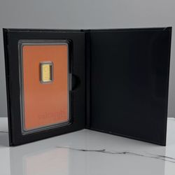 Magnetic Lid Display Gift Box with Valcambi .999 Gold Gram In Orange Assay | Keepsake, Memento or Souvenir
