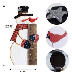 FUNPENY Happiness Snowman Snow Gauge, Snow Measurement Welcome Yard Sign, Outdoor Lawn, Party, Christmas Decorations (28 in)