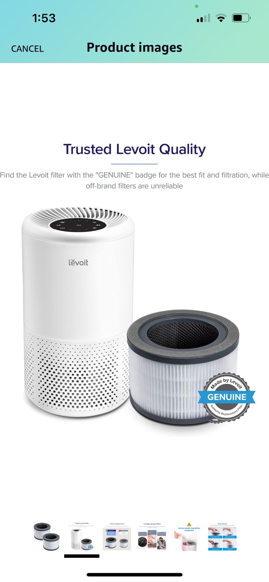 LEVOIT Vista 200 Air Purifier Replacement Filter, 3-in-1 HEPA, High-Efficiency Activated Carbon, Vista200-RF, 2 Pack, Black