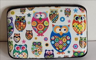 ELFISH Mini RFID Aluminum Credit Card/Business Card Holder - Owl Print