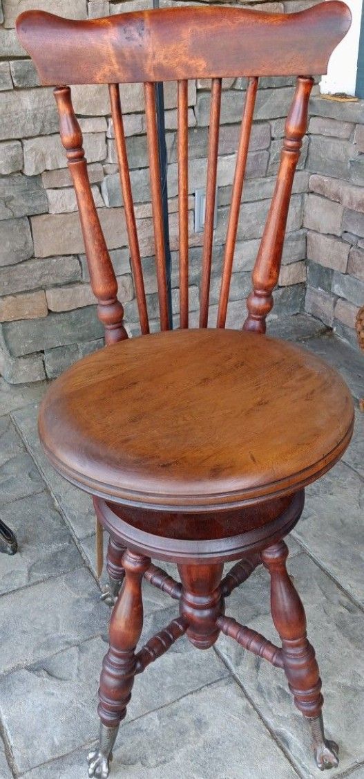 ❤️ BEAUTIFUL BURL WOOD ANTIQUE MUSIC STOOL & CHAIR! 🎹 ❤️🎉 EXCELLENT CONDITION! 
