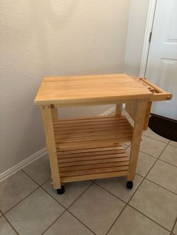 Microwave utility cart with butcher block