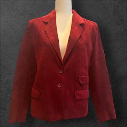 Vintage 1970s Red Suede Women's Blazer, Size 10