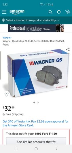 Wagner QuickStop ZX1346 Semi-Metallic Disc Pad Set, Front