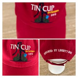 2015 TIN CUP INVITATIONAL EMBROIDERED GOLF CAP (RED / OSFM) EUC!
