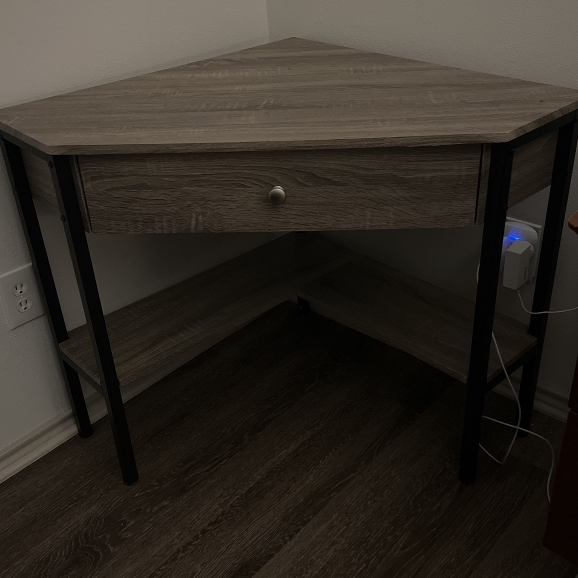 Grey Wood Grain Triangle Corner Desk 