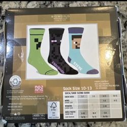 Minecraft 3 Pair Mens Crew Socks Size 10-13... CHECK OUT MY PAGE FOR MORE ITEMS