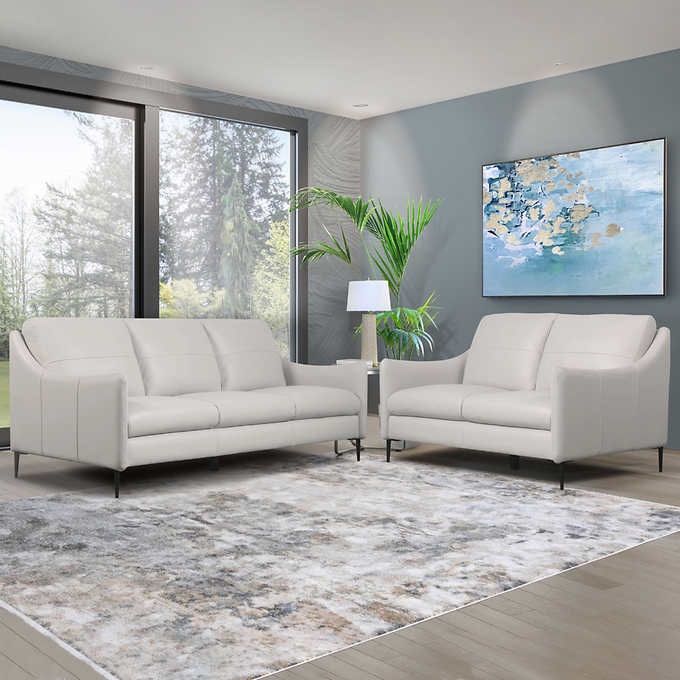 Abbyson Cordelia 2-piece Leather Sofa and Loveseat Set