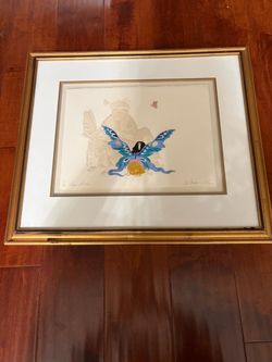 Ed Morgan Sugar Plum 1992 Signed Mixed Media Silk Embossed Art 7/20 Framed