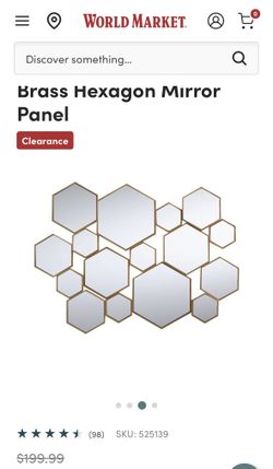 World Market Brass Hexagon Mirror Panels – Set of 2
