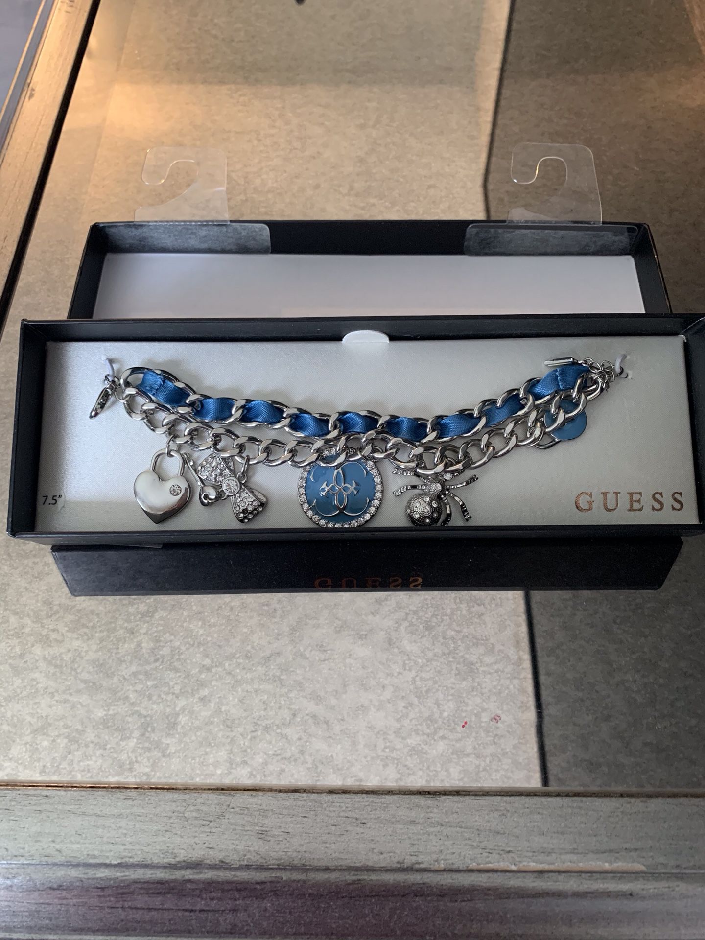 Guess charm bracelet blue & silver
