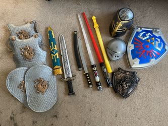 Pretend Play, Halloween Costume, Swords, Sabers, Helmets, Shields, Bubbles
