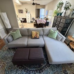 Light Gray Sectional With Reversible Chaise (96")